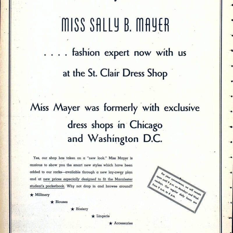 Ad for St Clair Dress Shop